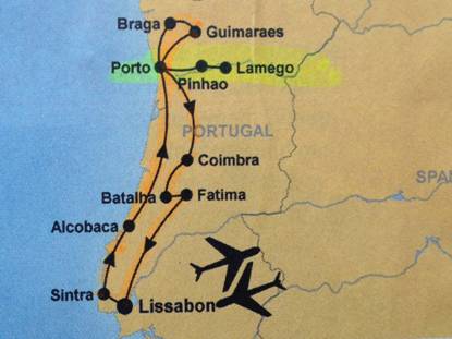Portugal Rundreise, Karte
