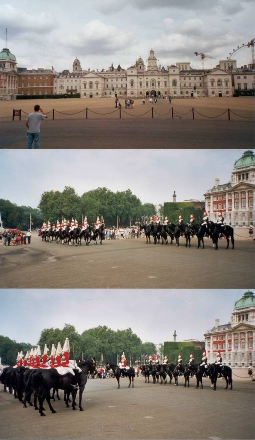 London: Horse Guards, Paradeplatz, taeglich Schauplatz der Wachabloese